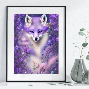 Gorgeous Lilac Mysterious Fox Editable Poster