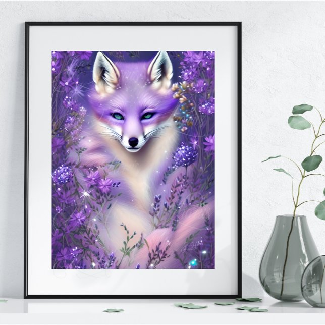 Gorgeous Lilac Mysterious Fox Editable Poster (Creator Uploaded)