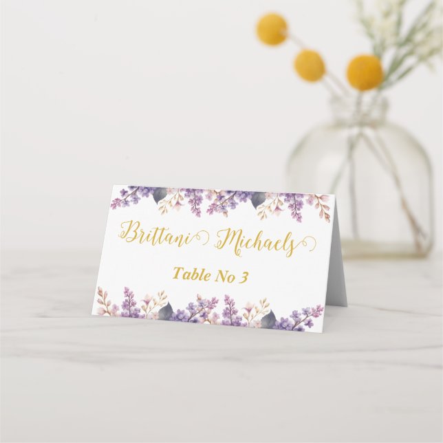 Gorgeous Lilac Vineyard Wedding Seating Place Card (Back)