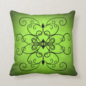 Gorgeous Lime Green And Black Hearts And Swirls Throw Pillow by TheHopefulRomantic at Zazzle