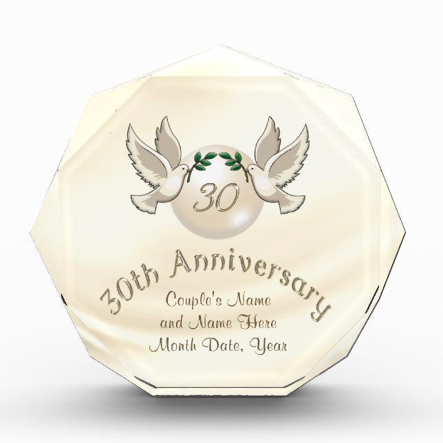 Gorgeous Love Doves, Pearl 30th Anniversary Gifts (Front)