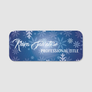 Gorgeous Magnificent Christmas Blue Snowflake Name Tag