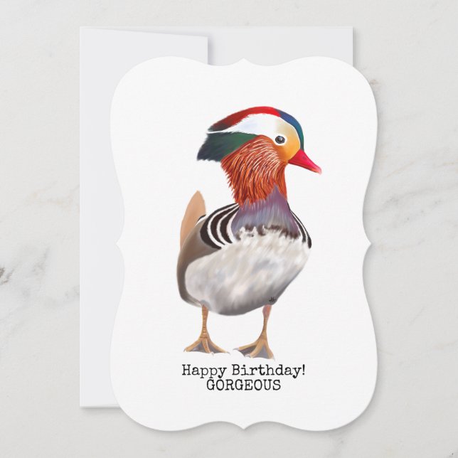 Gorgeous Mandarin Duck Happy Birthday Invitation (Front)