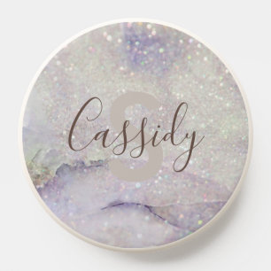 Gorgeous Marble and Glitter Sparkle Monogrammed PopSocket