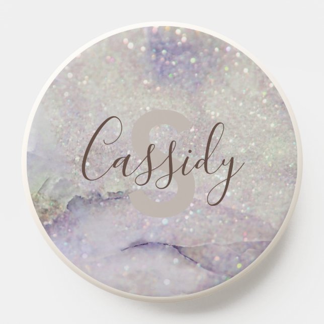 Gorgeous Marble and Glitter Sparkle Monogrammed PopSocket (Popsocket)