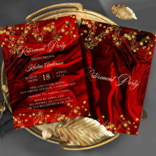 Gorgeous Marble Red Retirement Party Invitation