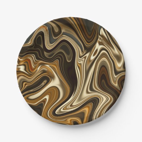 Gorgeous Marble Style _ Warm brown Paper Plates