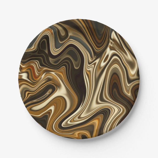 Gorgeous Marble Style - Warm brown Paper Plates (Front)