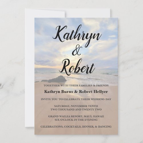 Gorgeous Maui Beach Wedding Invitation