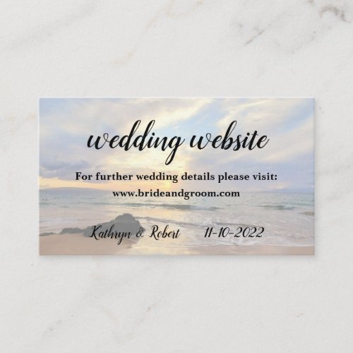 Gorgeous Maui Beach Wedding Website Enclosure Card