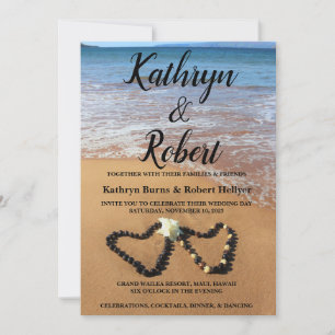 Gorgeous Maui Lei & Beach Wedding Invitation
