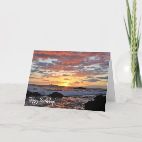 Gorgeous Maui Orange Sunset Birthday Card