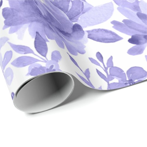 Gorgeous Mauve  White Watercolor Floral Wrapping Paper