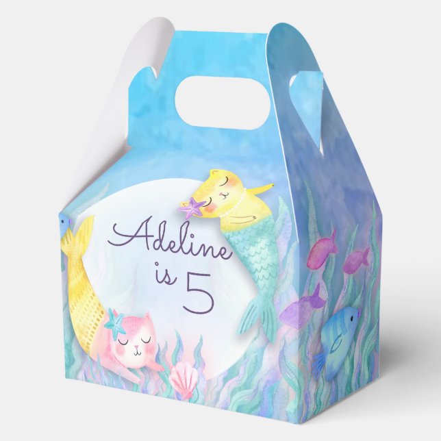 Gorgeous Mermaid Cat (Mercat) Themed Party Boxes (Front)
