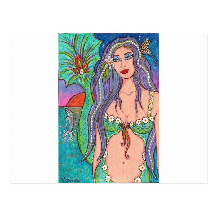 Gorgeous Mermaid Dolphin Fantasy Art Post Card