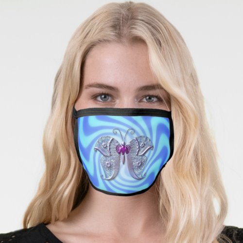   Gorgeous Metallic Butterfly Swirl Face Mask
