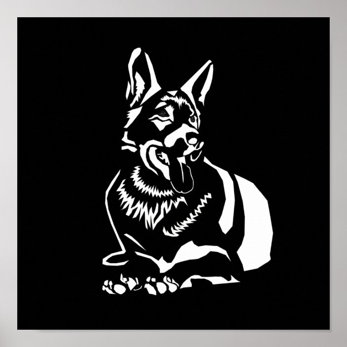 Gorgeous Minimalist B&W German Shepherd Poster | Zazzle.com