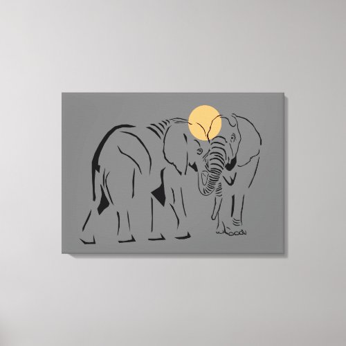 Gorgeous Minimalist Elephant Wrapped Canvas Art