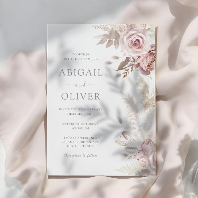 Gorgeous Modern Blush Florals Wedding Invitation (Creator Uploaded)