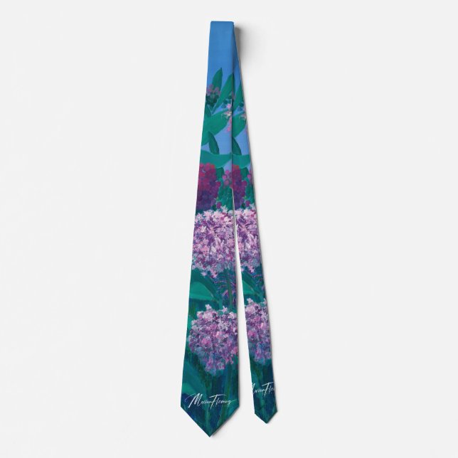 Gorgeous Monarch Milkweed Flower Neck Tie (Front)