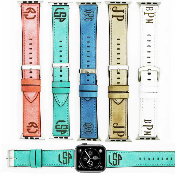 monogram leather apple watch band