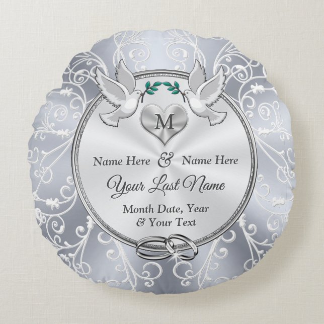 Gorgeous Monogrammed Wedding Gifts for the Bride Round Pillow (Front)