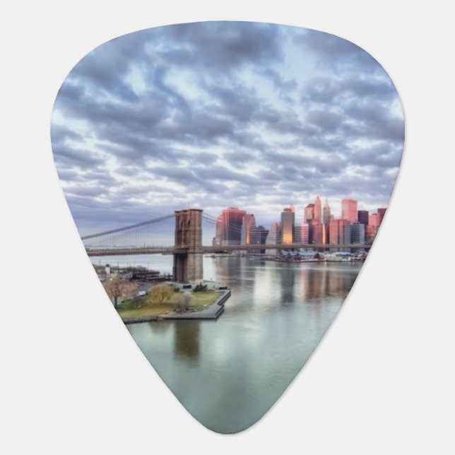 Gorgeous morning view and city reflections guitar pick (Front)