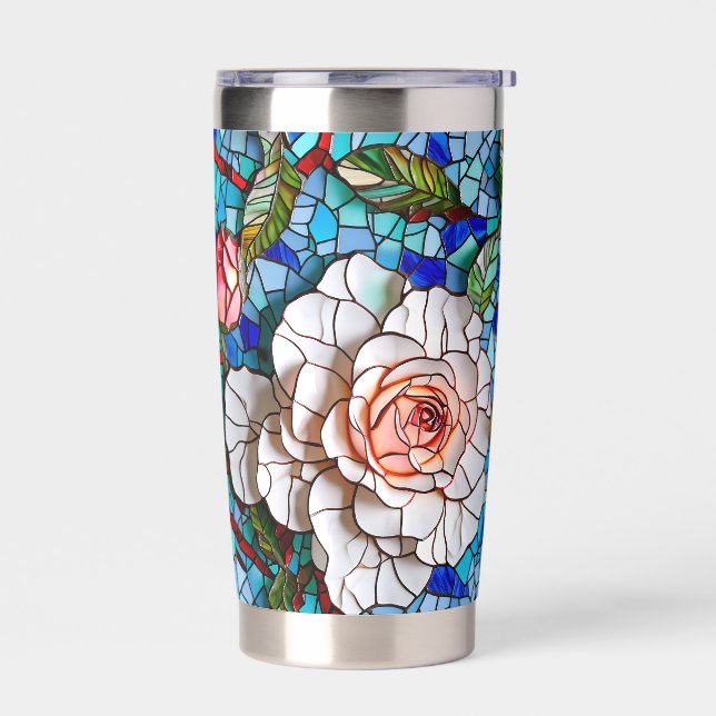 Gorgeous Mosaic Flowers Pattern   Insulated Tumbler (Left)