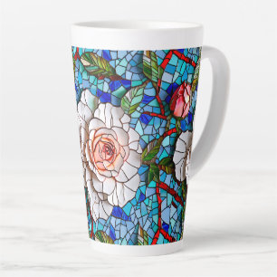 Gorgeous Mosaic Flowers Pattern Latte Mug