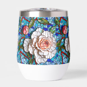 Gorgeous Mosaic Flowers Pattern Thermal Wine Tumbler