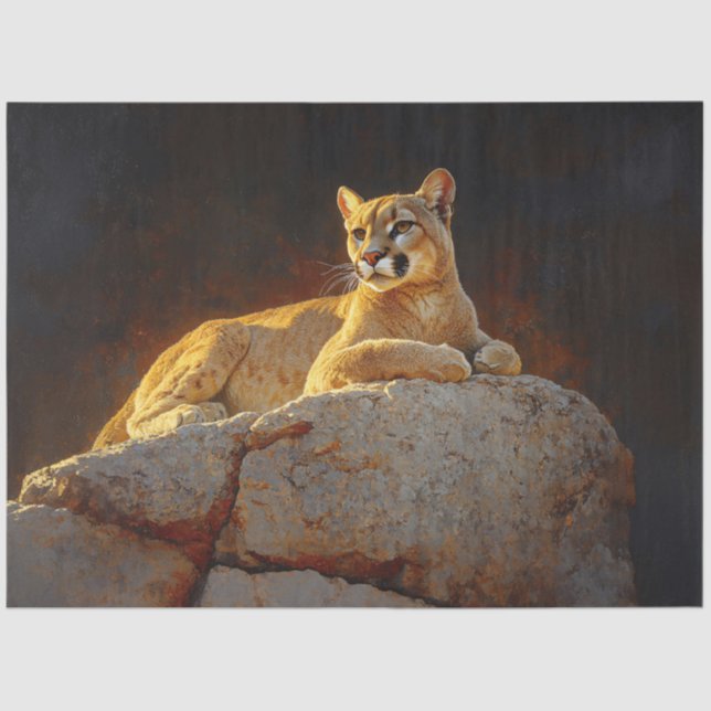 Gorgeous Mountain Lion Scenic Decoupage Tissue Paper (Front)