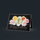 Gorgeous Multi-color Roses Floral Bouquet Birthday Card<br><div class="desc">Gorgeous multi-colored roses floral bouquet against a black color background. The birthday greeting text uses an attractive script typography font. The flowers cover the front of this card which can be used as a thank you card, a birthday card, or any other card of your choice. Personalize it with your...</div>