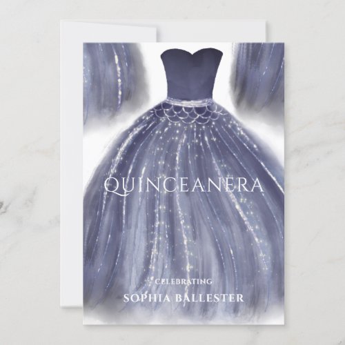 Gorgeous Navy Blue Quinceanera Dress Gown Party Invitation