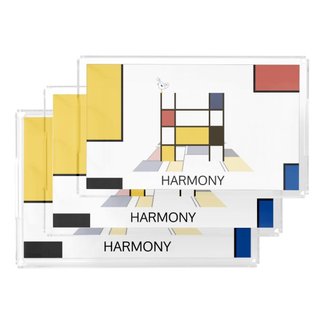 Gorgeous Neoplasticism Art Monogram. Letter H Acrylic Tray (Set)