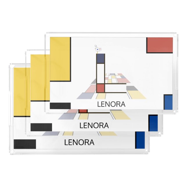 Gorgeous Neoplasticism Art Monogram. Letter L Acrylic Tray (Set)