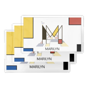 Gorgeous Neoplasticism Art Monogram. Letter M Acrylic Tray
