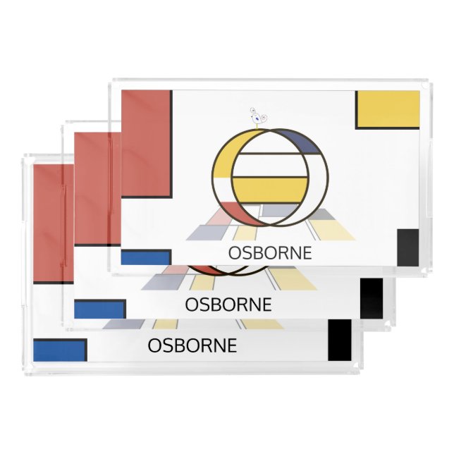 Gorgeous Neoplasticism Art Monogram. Letter O Acrylic Tray (Set)