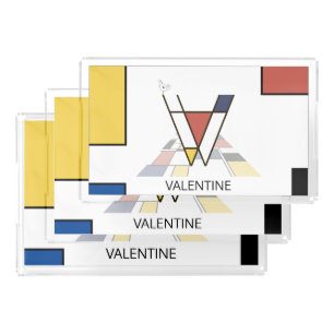 Gorgeous Neoplasticism Art Monogram. Letter V Acrylic Tray