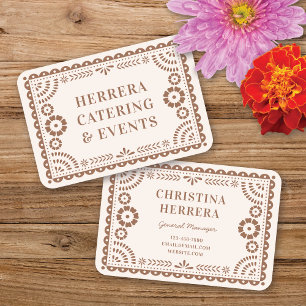 Gorgeous Neutral Papel Picado Catering Stylist Business Card