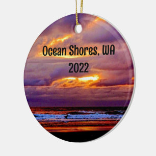 Gorgeous Ocean Shores beach sunset photo Ceramic Ornament