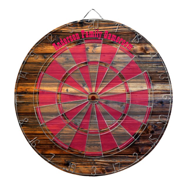 Gorgeous Oiled Wood Look Custom Message Dart Board (Front)