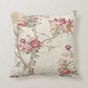 Gorgeous Old World Antique Floral Faux Texture Throw Pillow