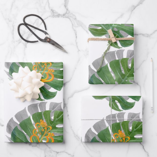 Gorgeous Om Ganesh Wrapping paper, Set of 3 Paper Sheets (Front)