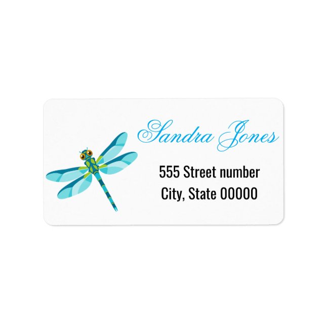 Gorgeous one of a-kind address labels dragonfly (Front)