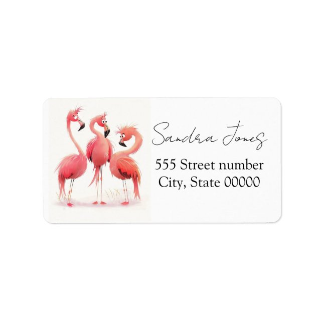 Gorgeous one of a-kind address labels flamingo (Front)