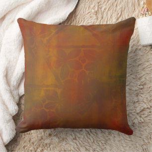 Gorgeous Orange Green Red Floral Design Throw Pillow