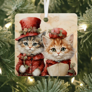 Gorgeous Orange Kitten Couple Christmas  Metal Ornament