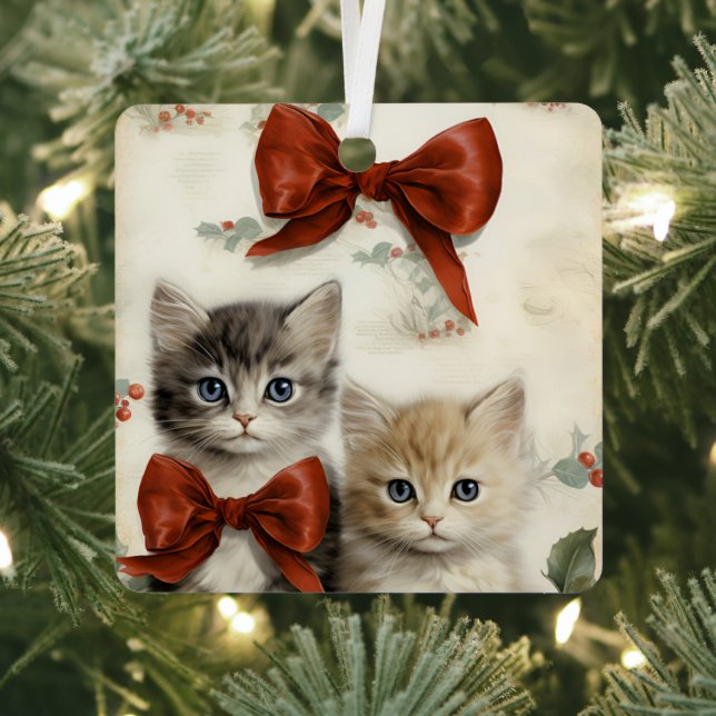 Gorgeous Orange Kitten Couple Christmas  Metal Ornament (Insitu)