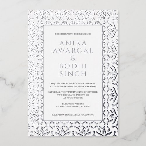 Gorgeous Ornate Indian Frame Wedding REAL Foil Invitation