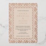 Gorgeous Ornate Indian Frame Wedding REAL Foil Invitation<br><div class="desc">This gorgeous wedding invitation design features a muted light pink background, a gorgeous ornate Indian inspired frame, and your names in real pressed foil. This elegant and ornate design is a fabulous choice for many styles of events, from classic to modern. You can customize this design even further by adding...</div>